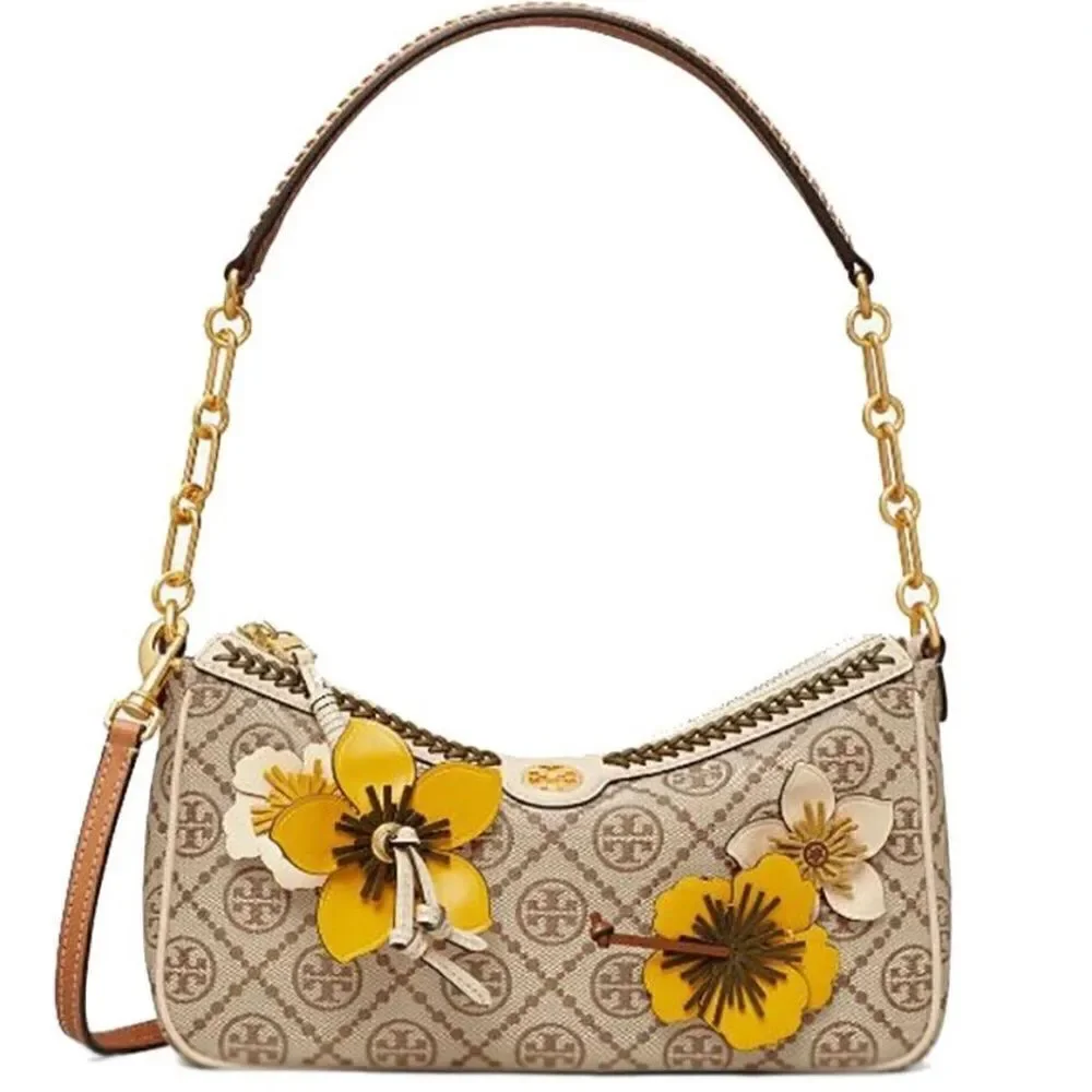 NWT TORY BURCH  T Monogram Braided Floral Studio Shoulder Bag new with tag